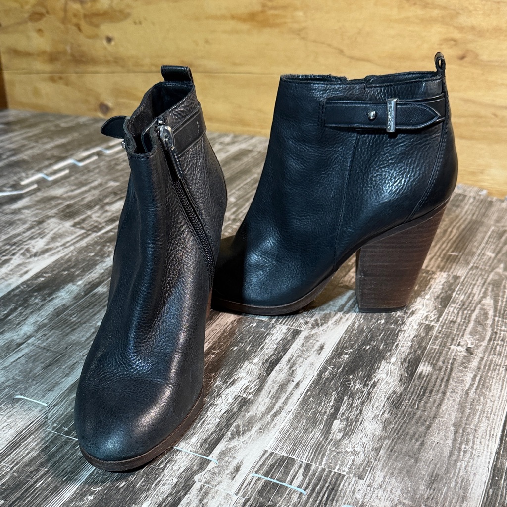 Coach Hewes Black Leather Ankle Boots